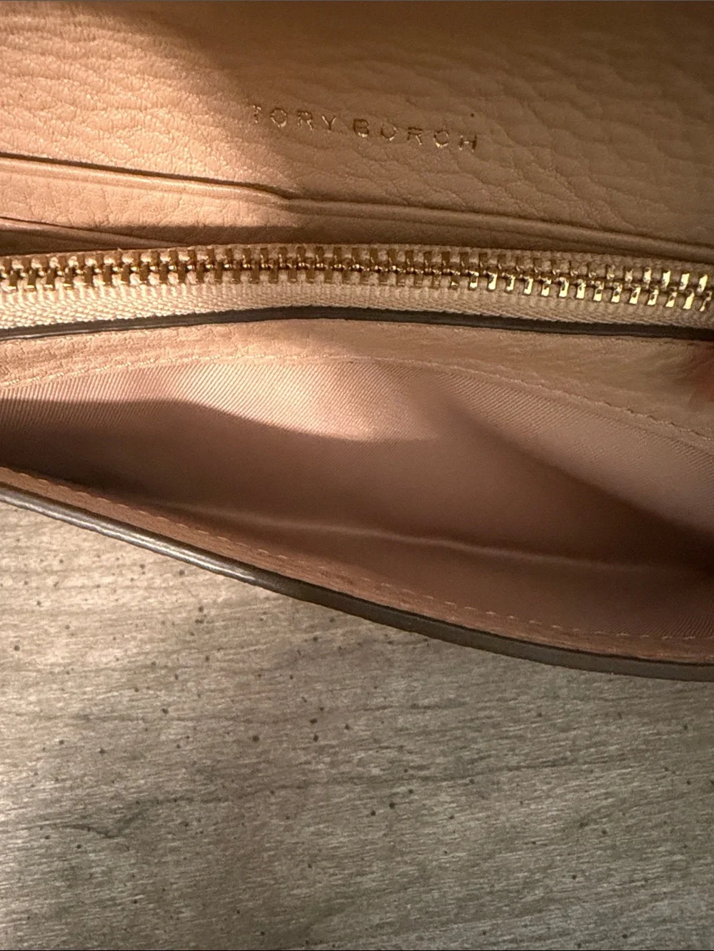 Tory Burch Blush Leather Continental Wallet with Logo